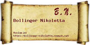 Bollinger Nikoletta névjegykártya